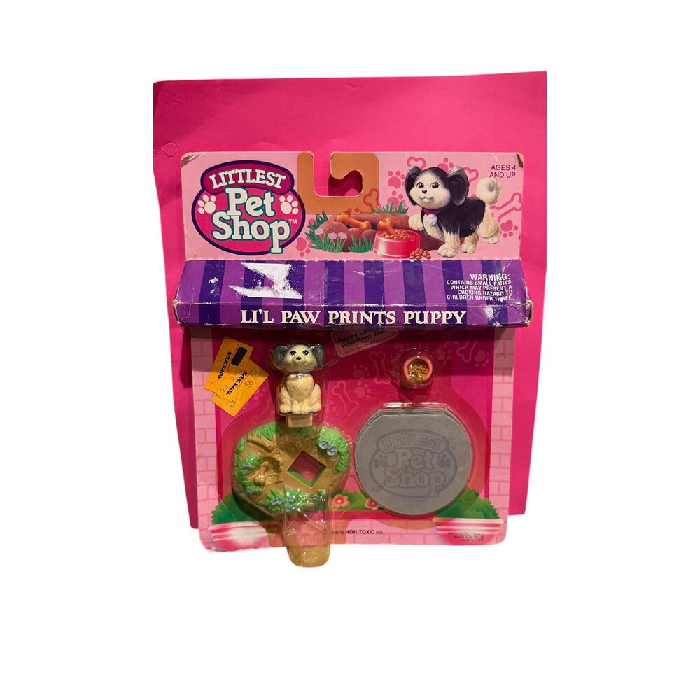 Vintage 1992 Kenner Vintage Littlest Pet Shop Li'l Lil Paw Prints Puppy